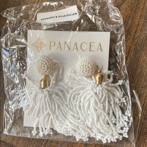 Panacea White Beaded Tassel Earrings